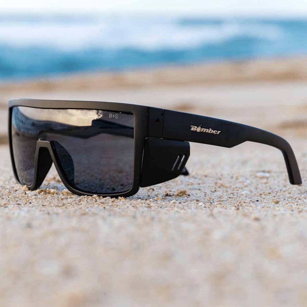 Bomber Eyewear BZ103 Buzz Safety Smoke Glasses with Removable Side Shields, Matte Black Frame - 8