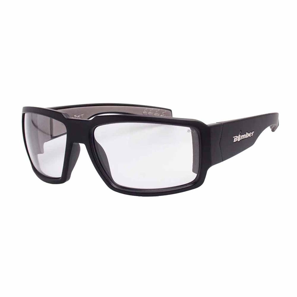 Bomber Eyewear M201 Photochromic Safety Glasses with Fire Red Orange Mirror Lens and Gray Foam