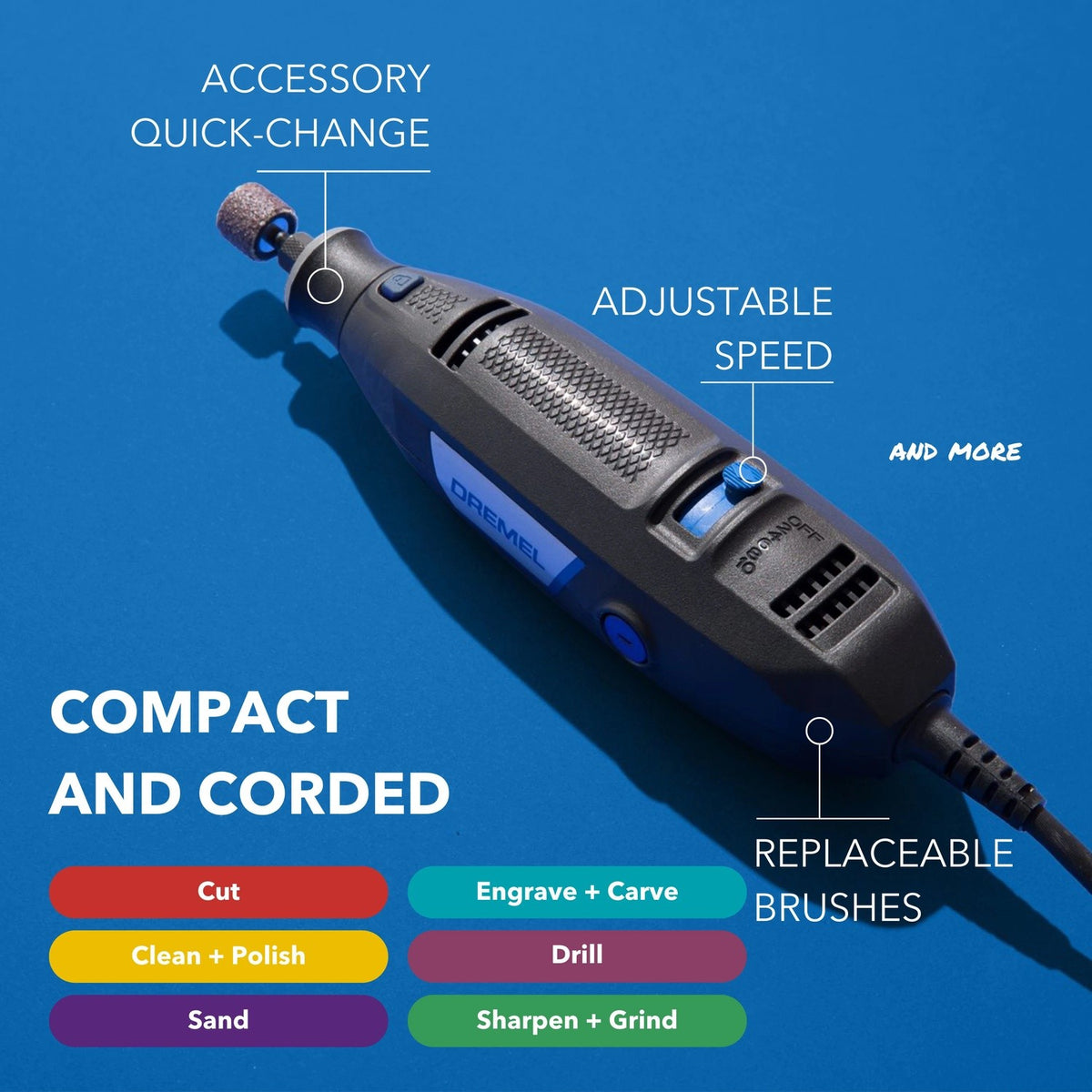 Bosch 1-15-3100 Corded Rotary Tool with 1.2 Amp Motor and 5 Speed Settings - 2