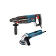 Bosch 11255VSR-GWS8 1" SDS-Plus Bulldog Xtreme Rotary Hammer with 4.5" Small Angle Grinder