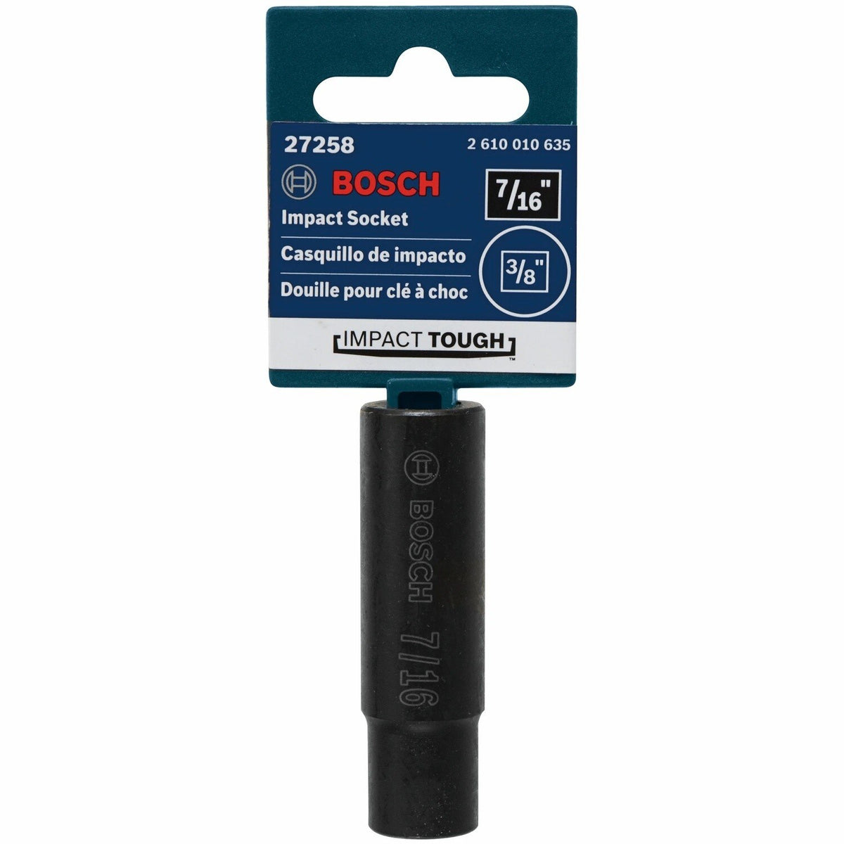 Bosch 27258 7/16" Impact Tough Deep Well Socket with 3/8" Drive - 2
