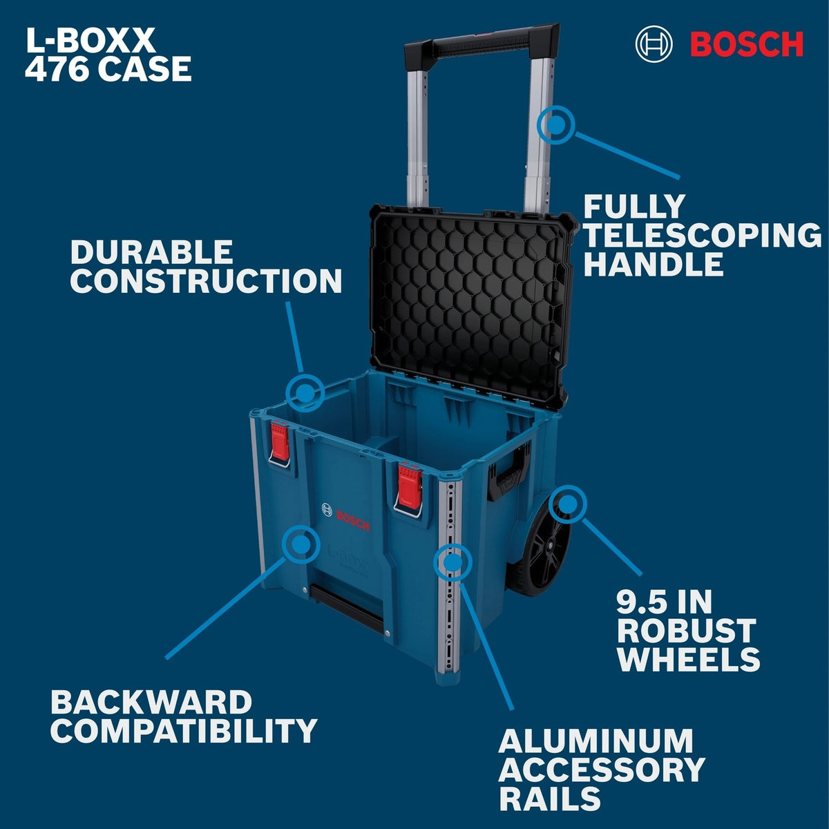 Bosch 476 L-BOXX Contractor Wheeled Tool Storage Box 22" x 20" x 18.7" - 2
