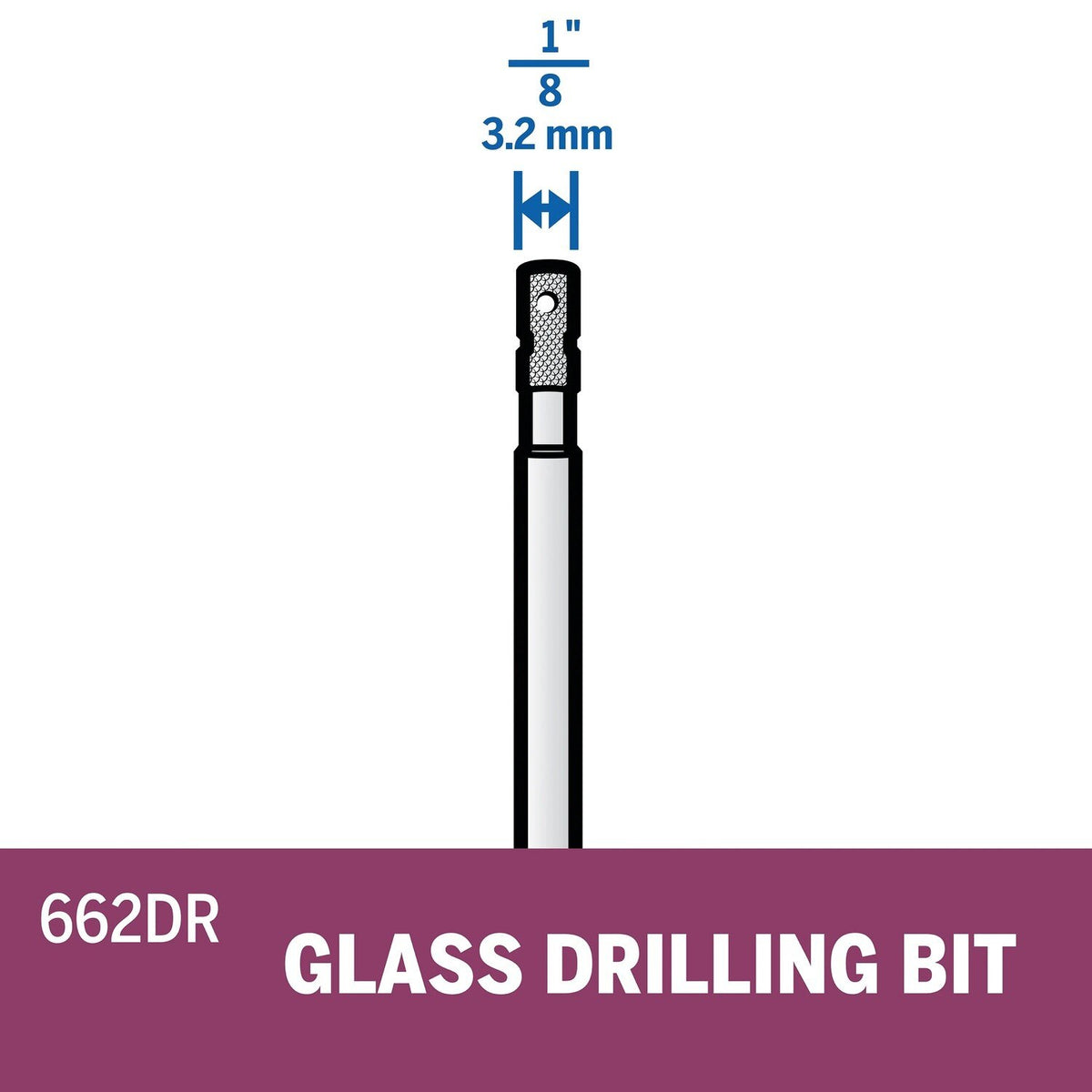 Bosch 662DR 1/8" Diamond Glass Drilling Bit for Glass and Ceramic Tile - 2