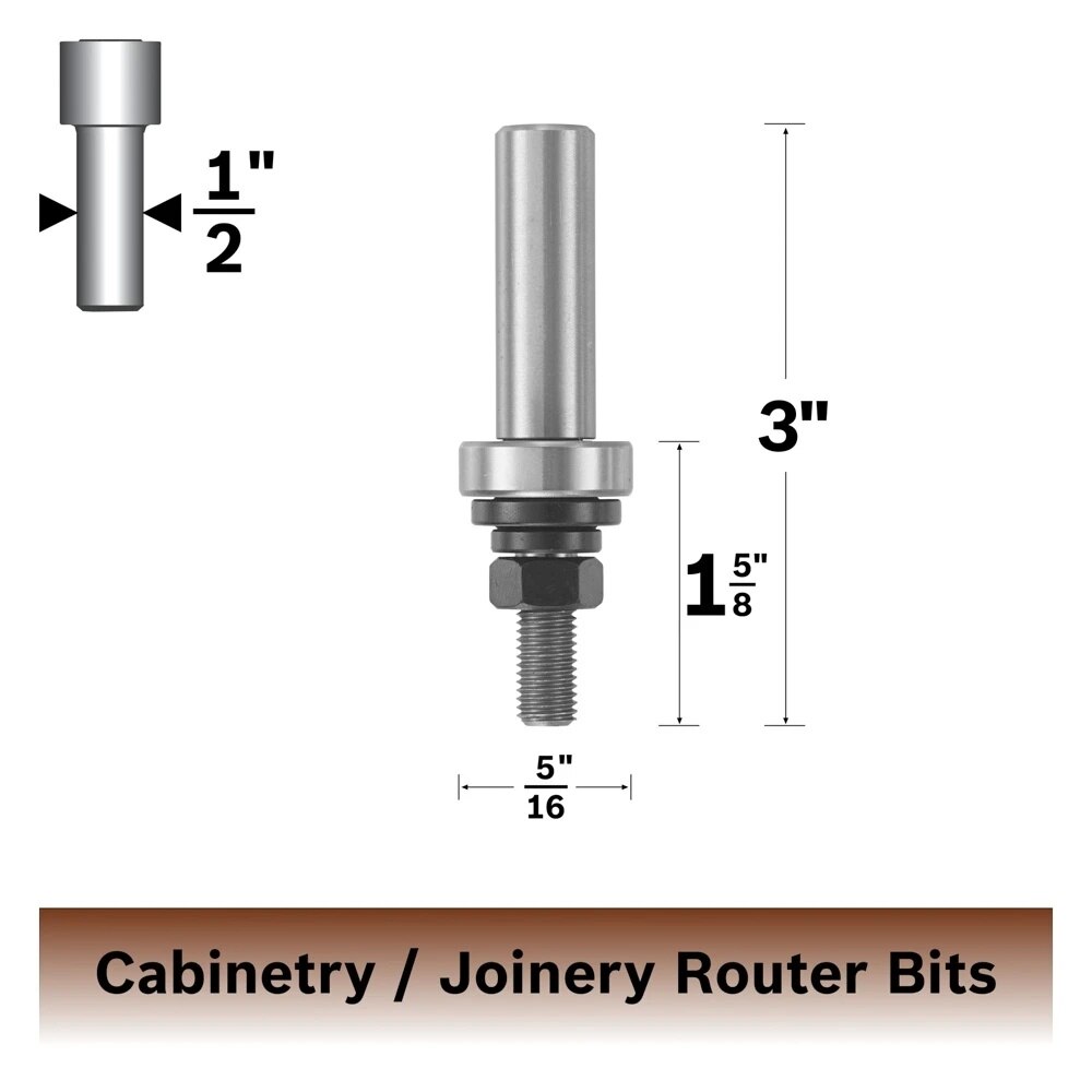Bosch 82811C 5/16" Slot Cutter Router Bit Arbor for 3-Wing Cutters with 1/2" Shank - 2