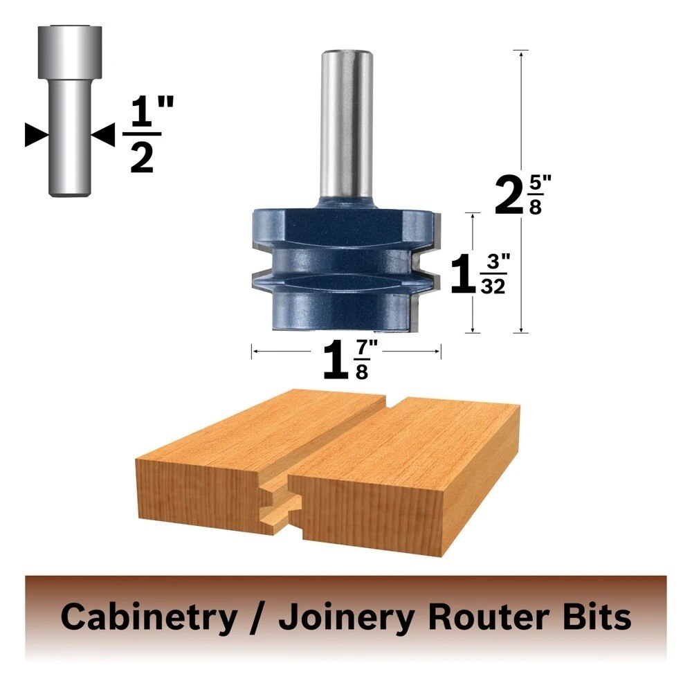 Bosch 84505M 1-7/8" x 1-3/32" Carbide Tipped Reversible Glue Joint Router Bit 1/2" Shank - 2