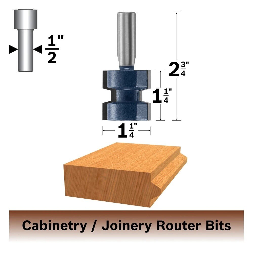 Bosch 84509M 1-1/4" x 1-1/4" Carbide Tipped Wedge Tongue Router Bit for Joinery - 2