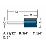 Bosch 84602MC 23/32" x 3/4" Carbide-Tipped Plywood Mortising Router Bit - 2