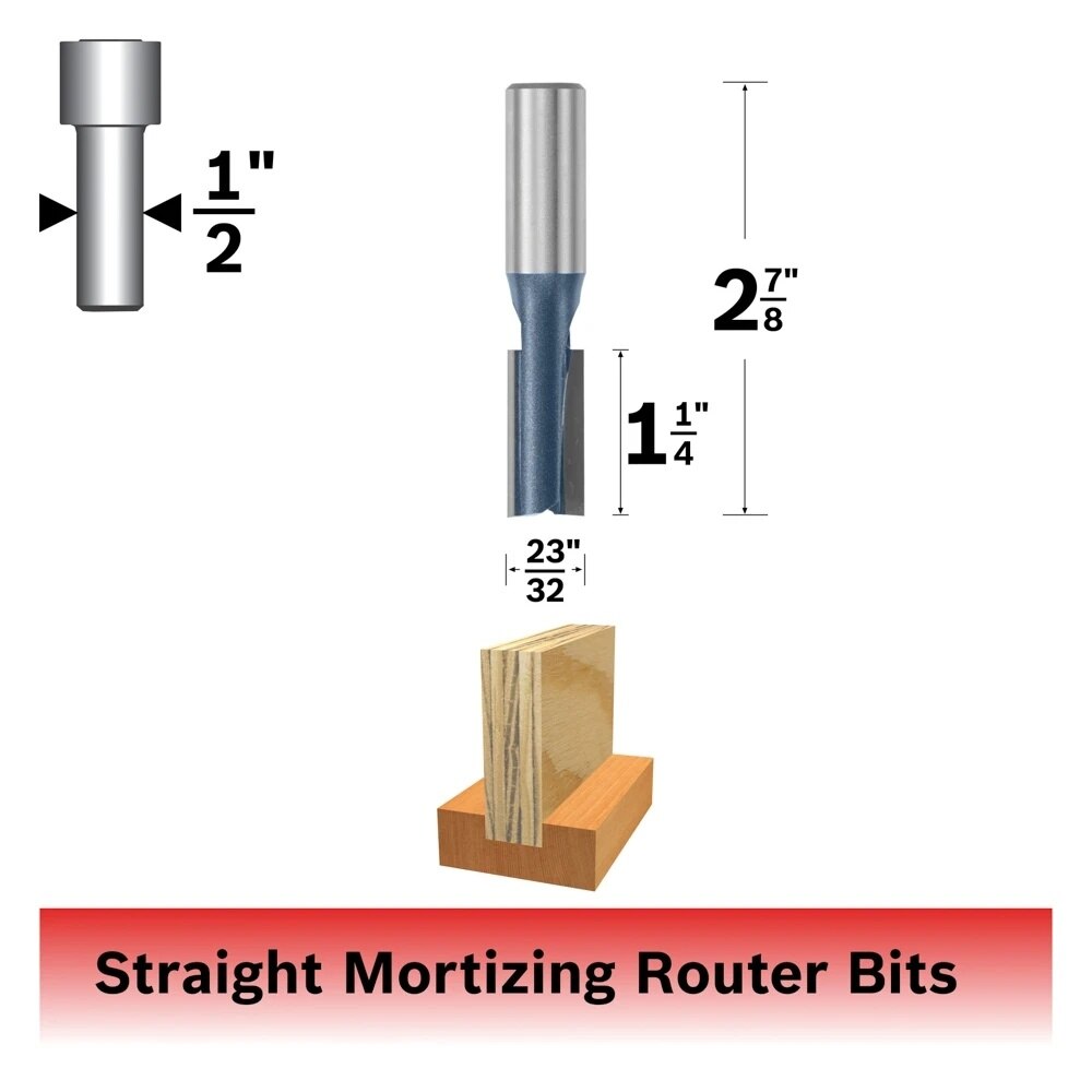 Bosch 84603M 23/32" x 1-1/4" Carbide Tipped Plywood Mortising Router Bit with 1/2" Shank - 2