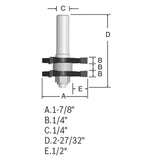 Bosch 84623M 1-7/8" x 1/4" Carbide Tipped Tongue and Groove Router Bit - 3