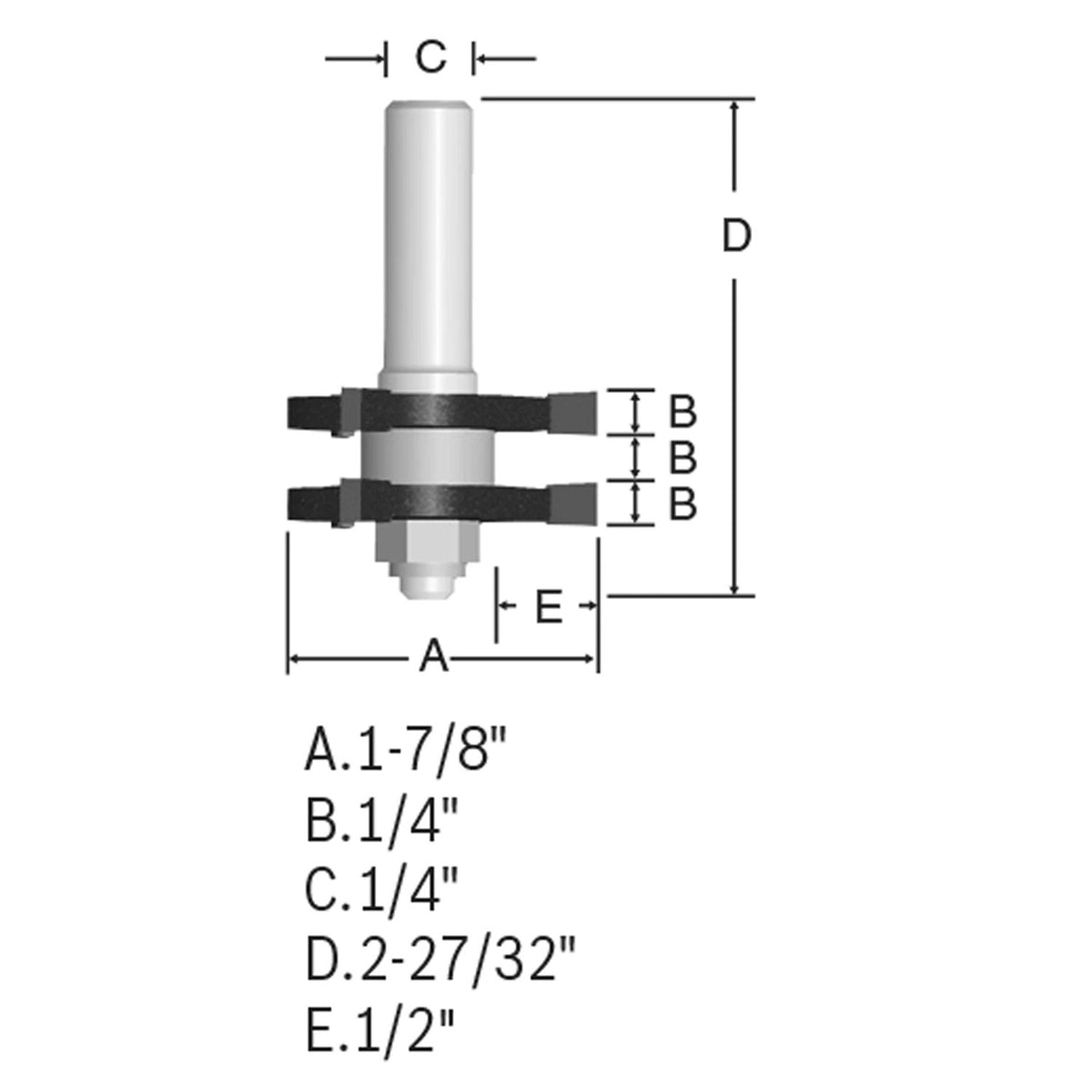 Bosch 84623M 1-7/8" x 1/4" Carbide Tipped Tongue and Groove Router Bit - 3