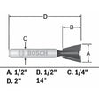 Bosch 84703MC 14 Degree x 1/2" Carbide Tipped Dovetail Router Bit with 1/4" Shank