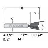 Bosch 84703MC 14 Degree x 1/2" Carbide Tipped Dovetail Router Bit with 1/4" Shank