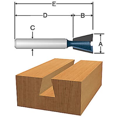 Bosch 84703M 14 Degree x 1/2" Carbide Tipped Dovetail Router Bit with 1/4" Shank