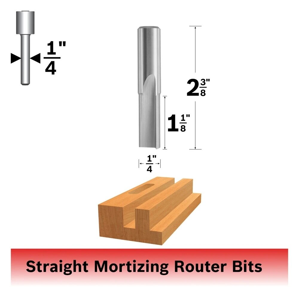 Bosch 85180 1/4" x 1-1/8" High Speed Steel 2-Flute Straight Router Bit - 2