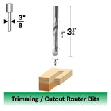 Bosch 85184 3/8" x 3/4" High Speed Steel Pilot Panel Down Spiral Router Bit - 2