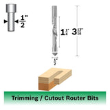 Bosch 85187 1/2" x 1-1/4" High Speed Steel Pilot Panel Down Spiral Router Bit - 2