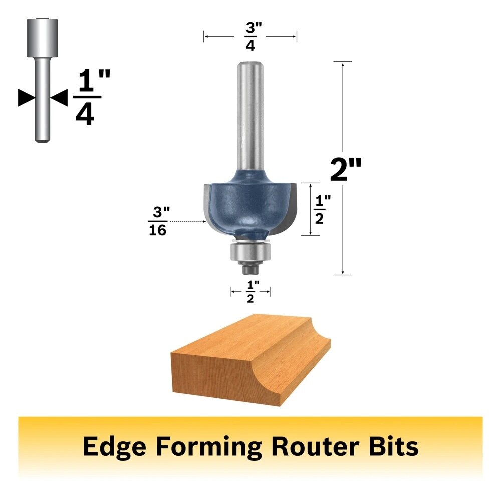 Bosch 85204M 3-16" x 1-2" Carbide Tipped Cove Router Bit - 2