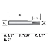 Bosch 85213MC 1/8" Solid Carbide Double Flute Straight Mortising Router Bit with 1/4" Shank - 3