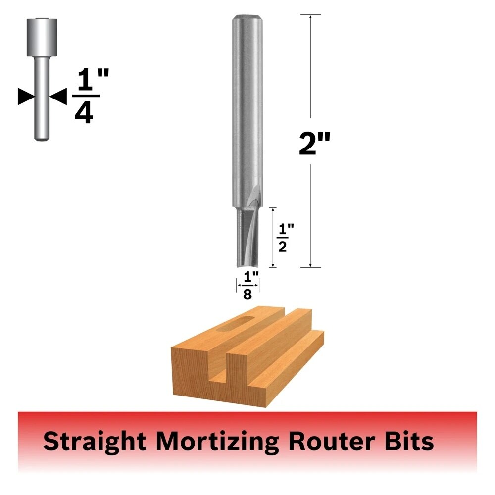 Bosch 85213M 1/8" x 1/2" Solid Carbide 2-Flute Straight Router Bit - 2
