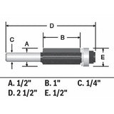 Bosch 85216MC 1/2" x 1" Carbide-Tipped Triple-Flute Flush Trim Router Bit
