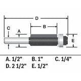 Bosch 85216MC 1/2" x 1" Carbide-Tipped Triple-Flute Flush Trim Router Bit
