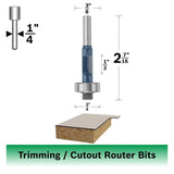 Bosch 85217M 3/16" Carbide Tipped 1 Flute Overhang Cutoff Router Bit with 1/4" Shank - 2