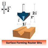 Bosch 85220M 90 Degree x 1-1/4" Carbide Tipped V-Groove Router Bit with 1/4" Shank - 2