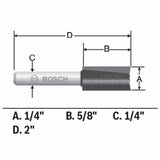 Bosch 85221MC 1/4" x 5/8" Carbide Tipped Double Flute Straight Router Bit - 3