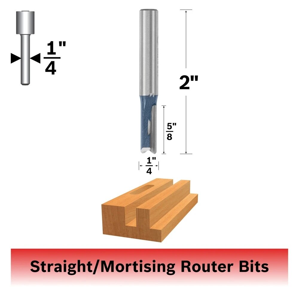 Bosch 85221M 1/4" x 5/8" Carbide Tipped 2-Flute Straight Router Bit - 2