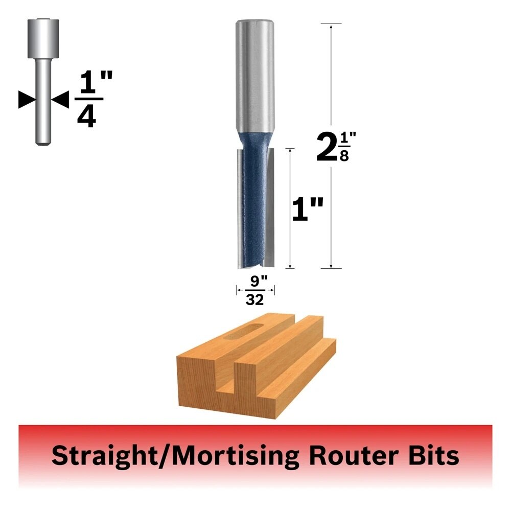 Bosch 85223M 9/32" x 1" Carbide Tipped 2-Flute Straight Router Bit - 2