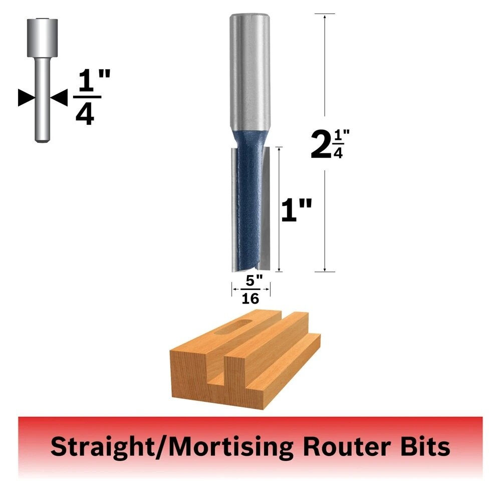 Bosch 85224M 5/16" x 1" Carbide Tipped 2-Flute Straight Router Bit - 2