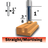 Bosch 85225MC 3/8" x 1" Straight Mortis"g Carbide-Tipped Router Bit with 1/4" Shank - 2