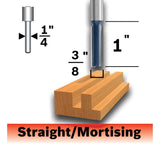 Bosch 85225MC 3/8" x 1" Straight Mortis"g Carbide-Tipped Router Bit with 1/4" Shank - 2
