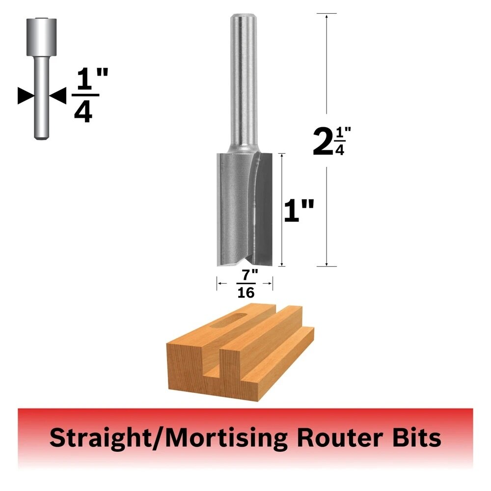 Bosch 85226M 7/16" x 1" Carbide Tipped 2-Flute Straight Router Bit - 2