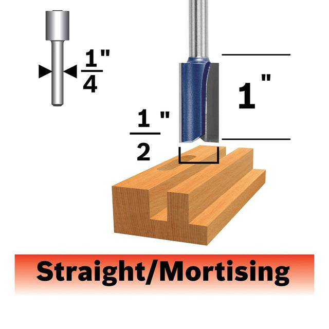 Bosch 85227MC 1/2" x 1" Carbide Tipped Double Flute Straight Router Bit