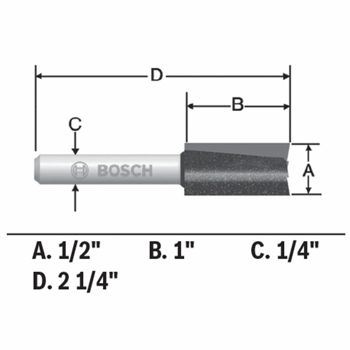 Bosch 85227MC 1/2" x 1" Carbide Tipped Double Flute Straight Router Bit - 2