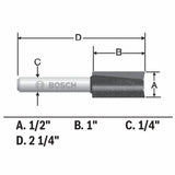 Bosch 85227MC 1/2" x 1" Carbide Tipped Double Flute Straight Router Bit - 2