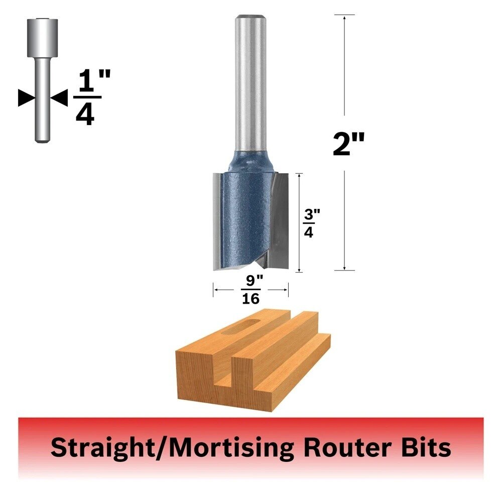 Bosch 85229M 9/16" x 3/4" Carbide Tipped 2-Flute Straight Router Bit - 2