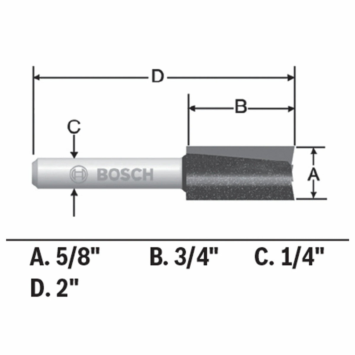 Bosch 85230MC 5/8" x 3/4" Carbide Tipped Double Flute Straight Router Bit - 3