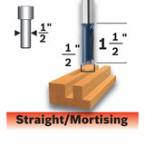 Bosch 85242MC 1/2" x 1-1/2" Carbide-Tipped Double-Flute Straight Router Bit for Mortising - 2