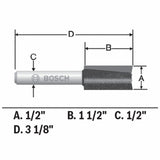 Bosch 85242MC 1/2" x 1-1/2" Carbide-Tipped Double-Flute Straight Router Bit for Mortising - 3