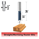Bosch 85242M 1/2" x 1-1/2" Carbide Tipped 2-Flute Straight Router Bit - 2