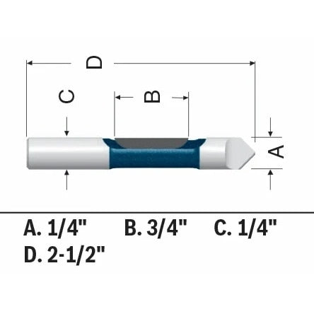 Bosch 85244MC 1/4" x 3/4" Carbide-Tipped Single-Flute Pilot Panel Concave Router Bit - 2