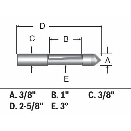 Bosch 85245SMC 3/8" x 1" Carbide-Tipped Single-Flute Shear Angle Pilot Panel Router Bit - 2