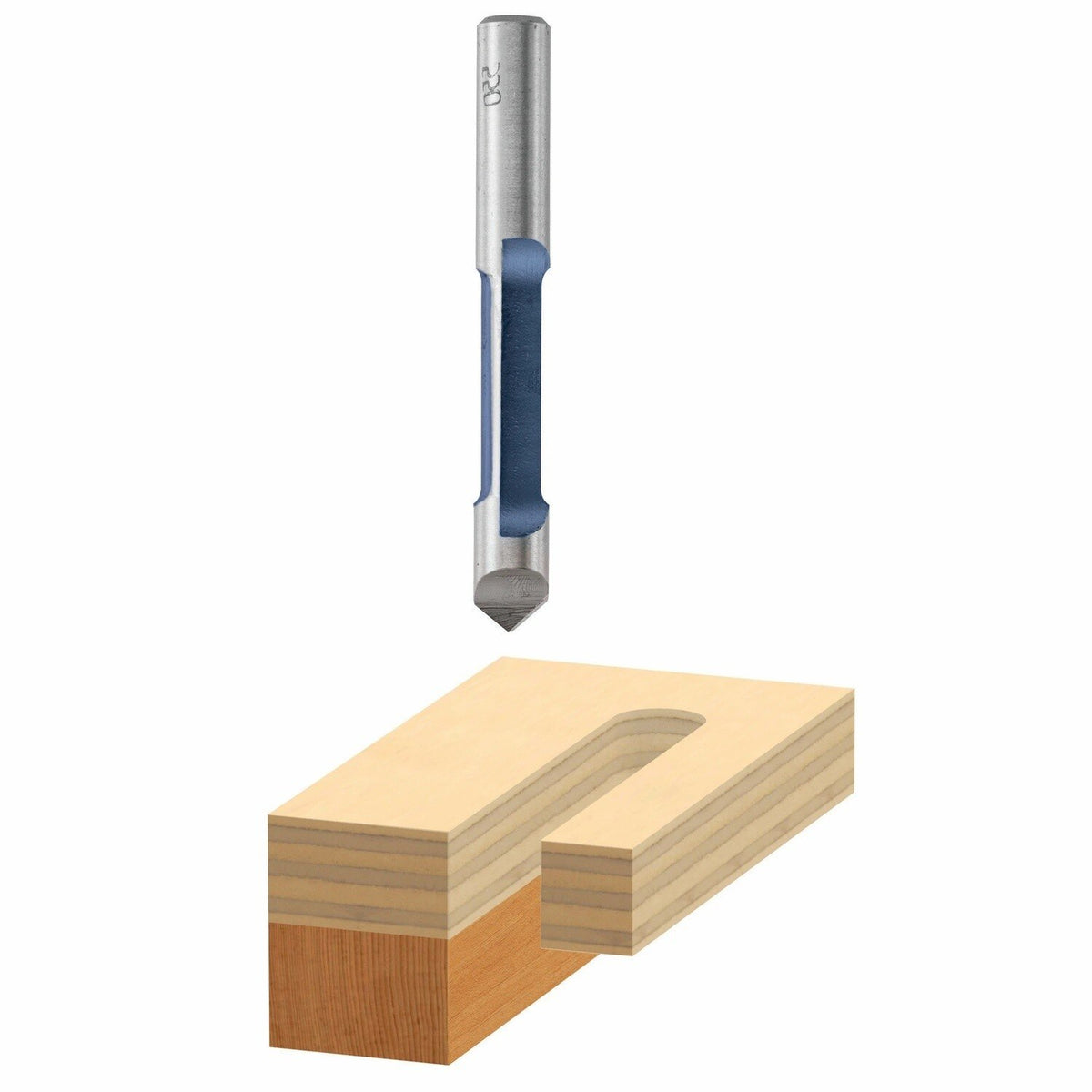 Bosch 85245 3/8" x 1" Carbide Tipped 1 Flute Pilot Panel Straight Router Bit for Cutouts