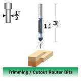 Bosch 85246M 1/2" x 1-3/16" Carbide Tipped 1-Flute Pilot Panel Concave Router Bit - 2