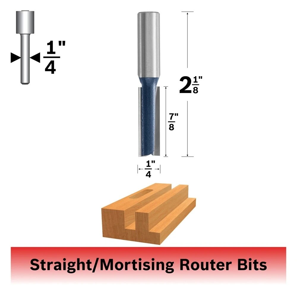 Bosch 85250M 1/4" x 7/8" Carbide Tipped 2-Flute Straight Router Bit - 2