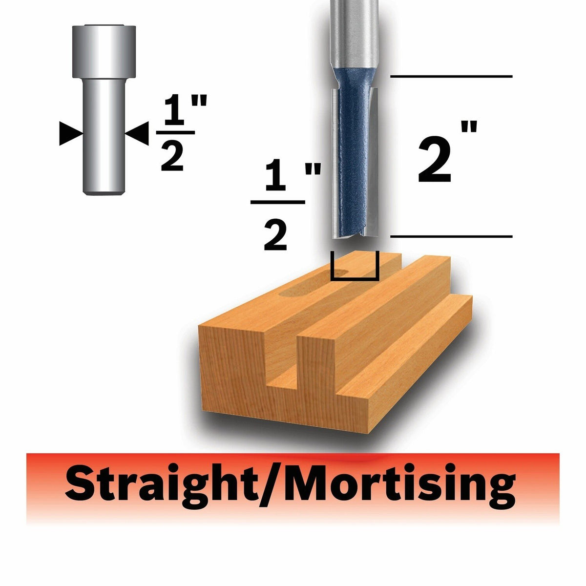 Bosch 85251MC 1/2" x 2" Carbide Tipped Double Flute Straight Router Bit - 2