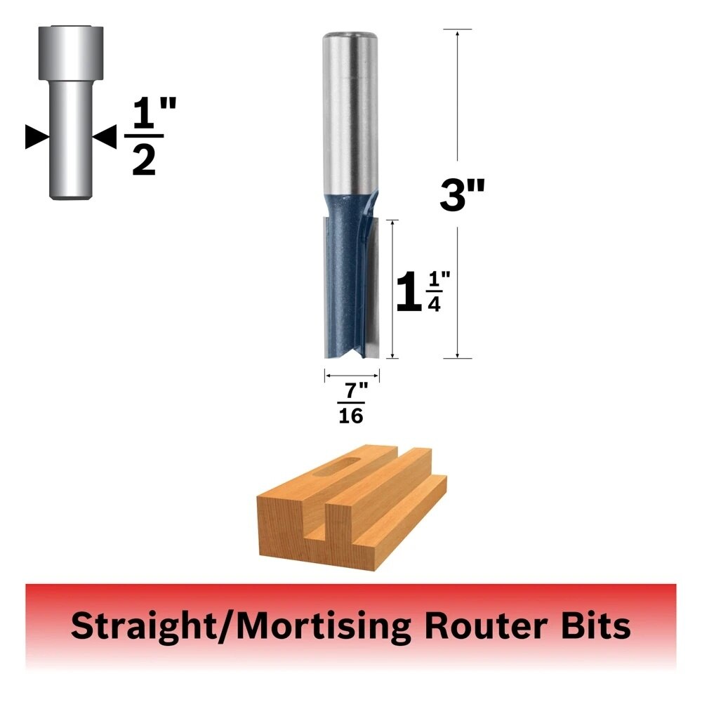 Bosch 85255M 7/16" x 1-1/4" Carbide Tipped 2-Flute Straight Router Bit - 2