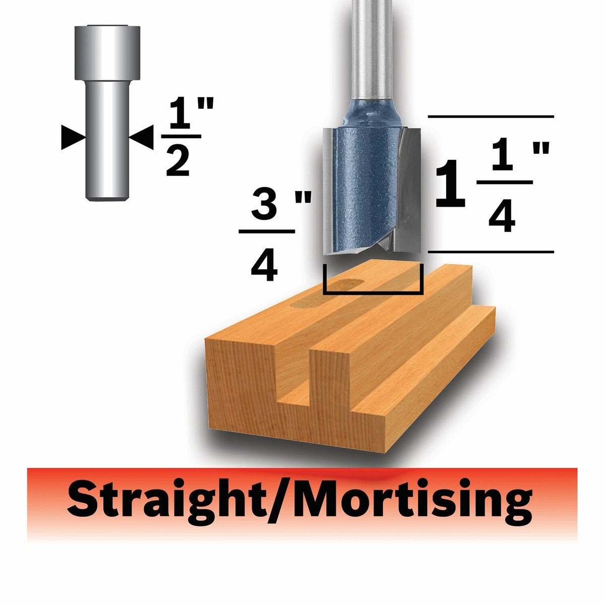 Bosch 85265MC 3/4" x 1-1/4" Carbide-Tipped Double-Flute Straight Router Bit - 2